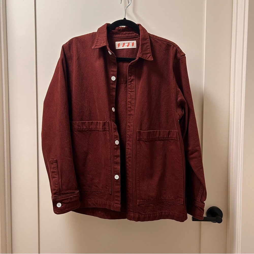 IJJI new without tags chocolate brown bull denim work jacket, Medium GUC